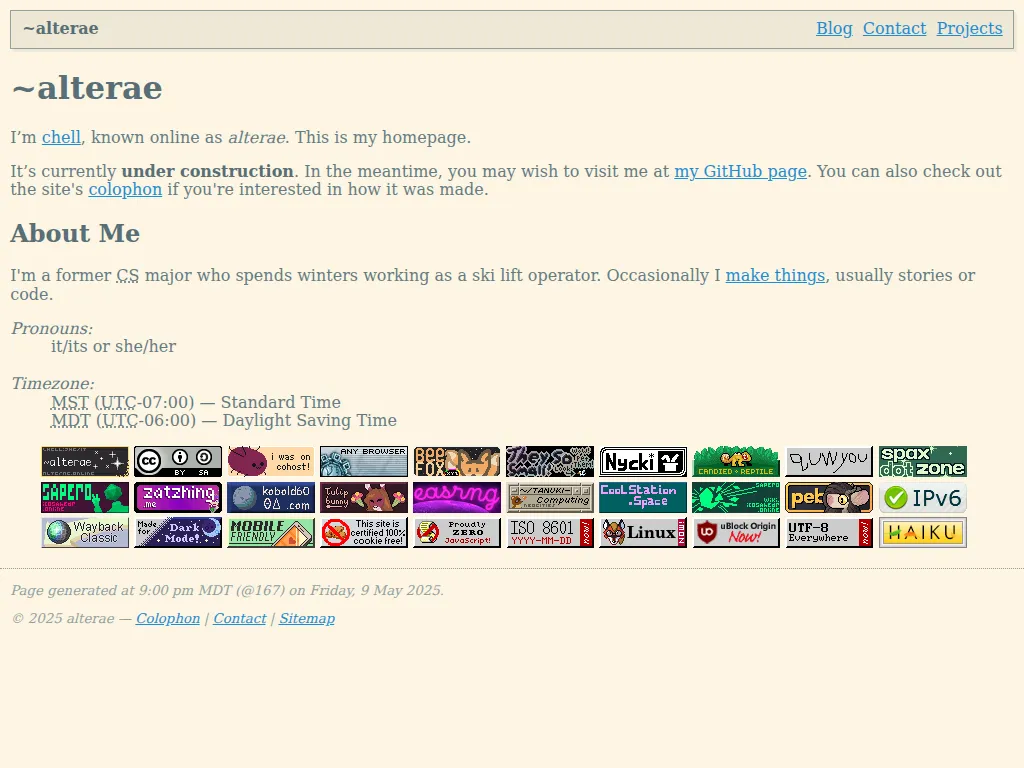 screenshot of alterae.online