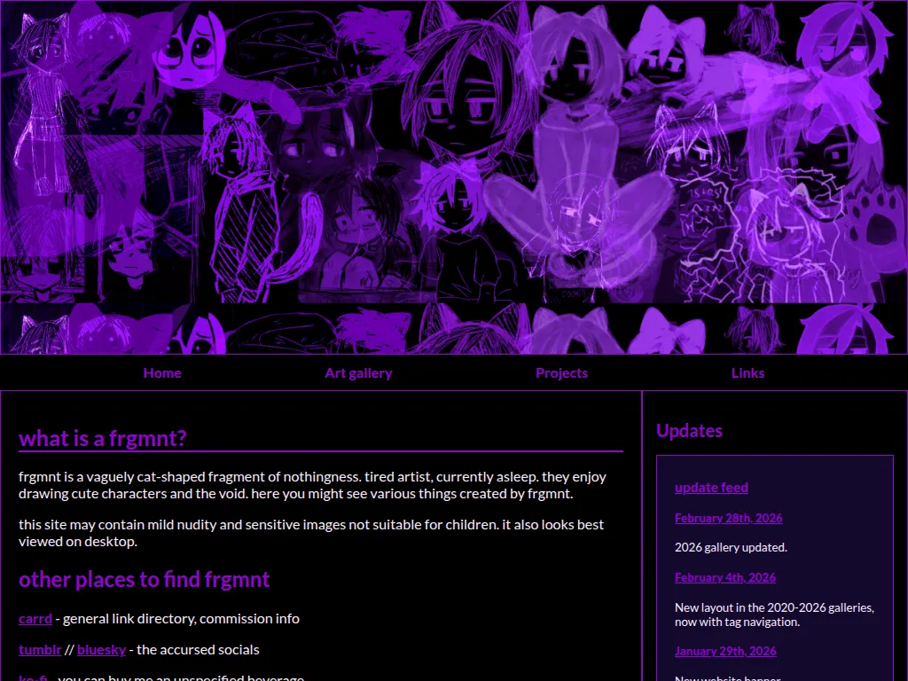 screenshot of frgmnt.neocities.org