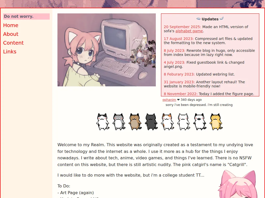 screenshot of ophanim.neocities.org