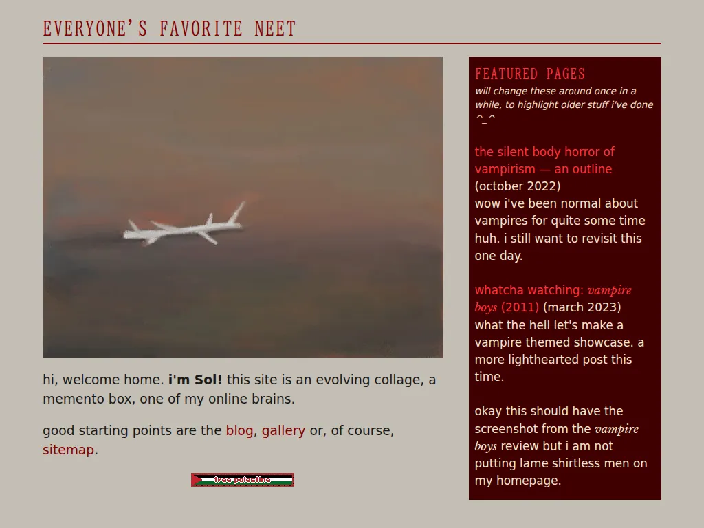 screenshot of solflo.neocities.org