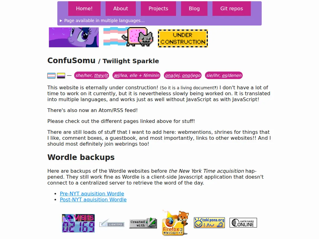 screenshot of twilightsparkle.space